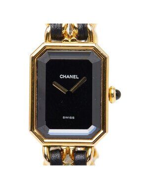 Chanel Premiere L Watch Black Gold Stainless Steel Plated